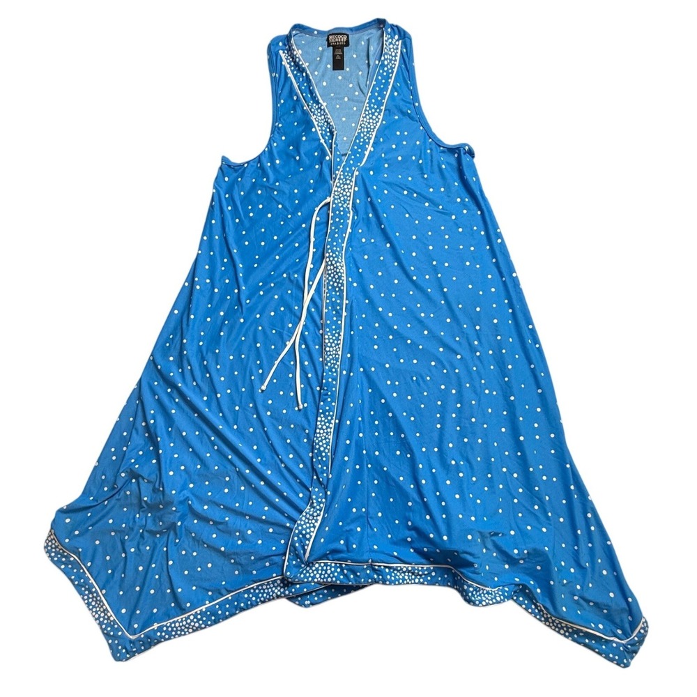 Coco Reef Blue Polka Dot Swim Cover Up Dress V-Neck Tie Front NWT Large-2371